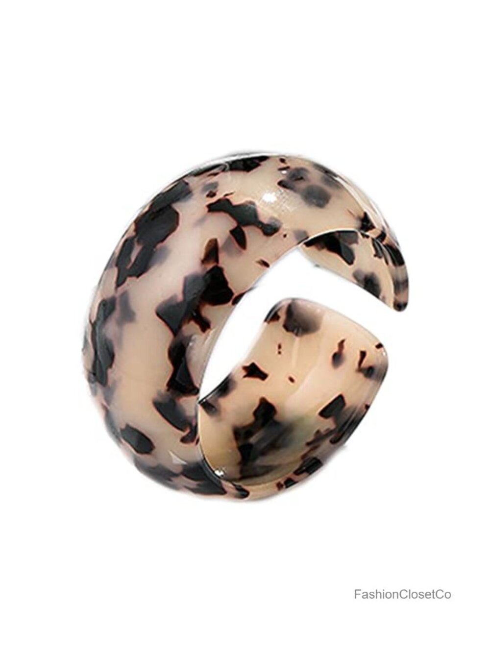 Acrylic Tortoise Shell Wide Open Cuff Bangle Adjustable Leopard Print Statement